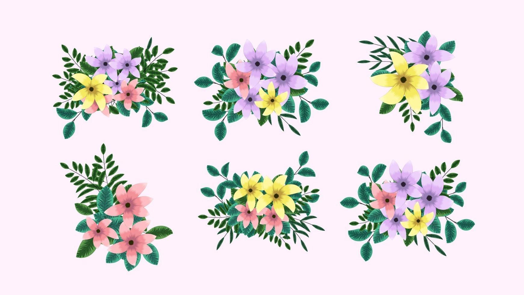 Botanical collection of floral bunch set for beauty cosmetics perfume vector