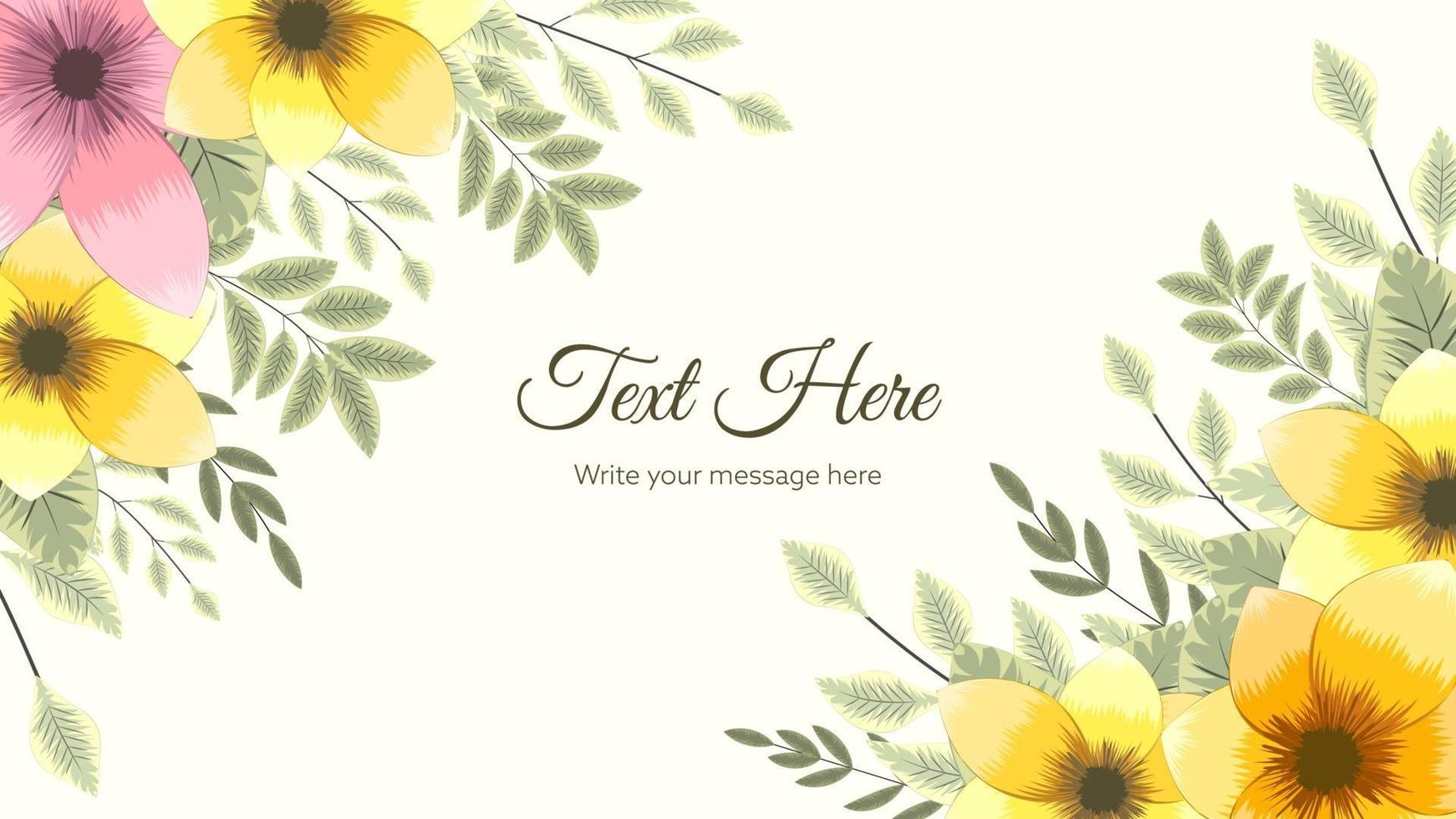 Horizontal floral banner background decorated with flowers border vector