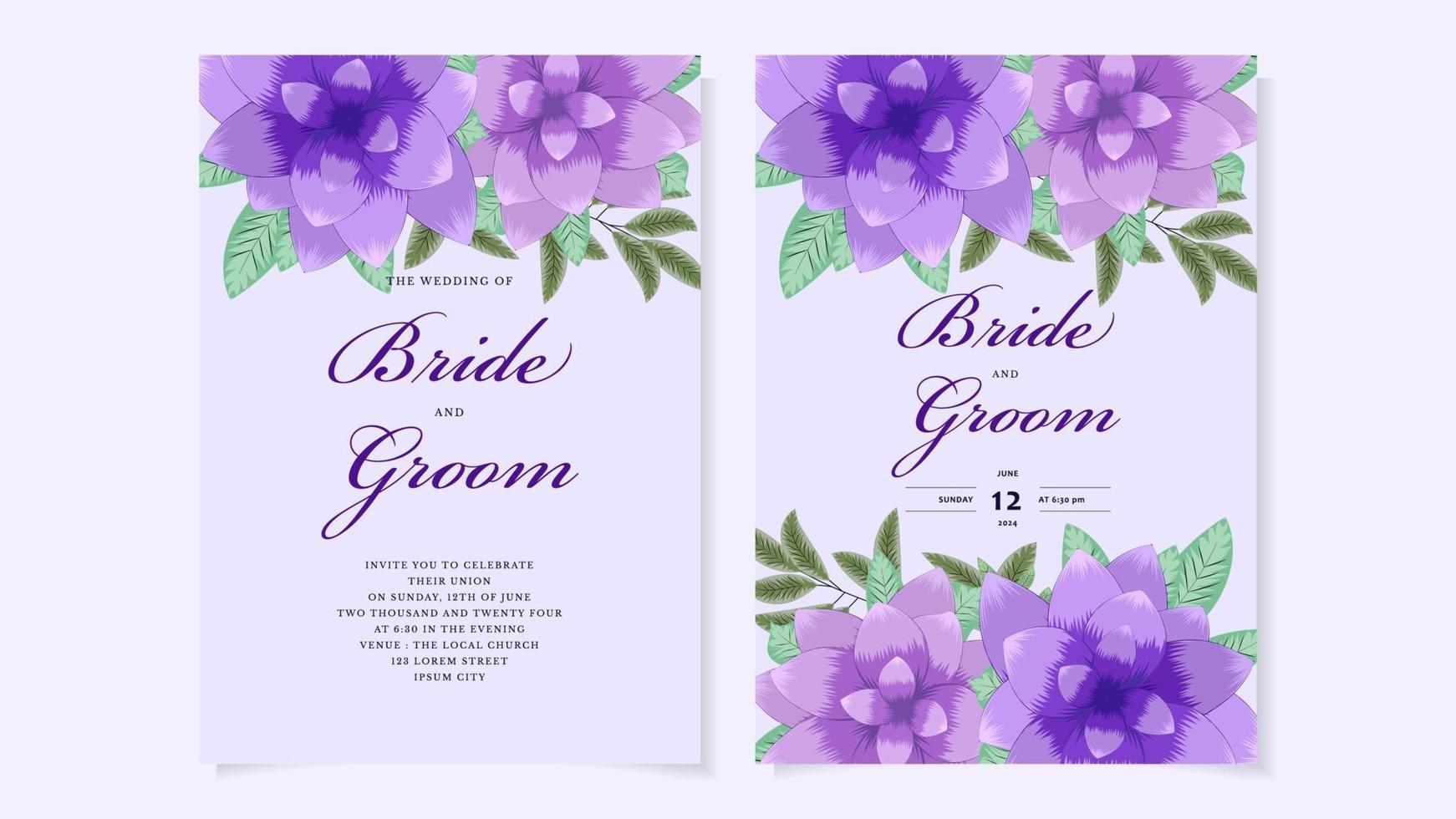 Romantic botanic Floral Wedding invite flower thank rsvp save the date vector