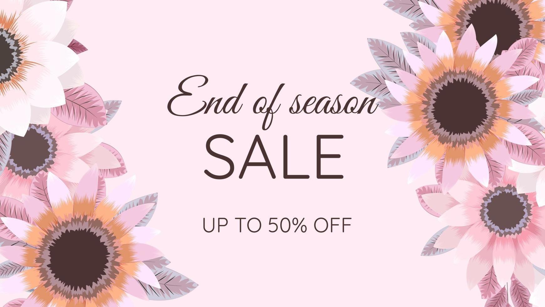 End of season Sale Floral Flowers banner Coupon, flyer, Background vector