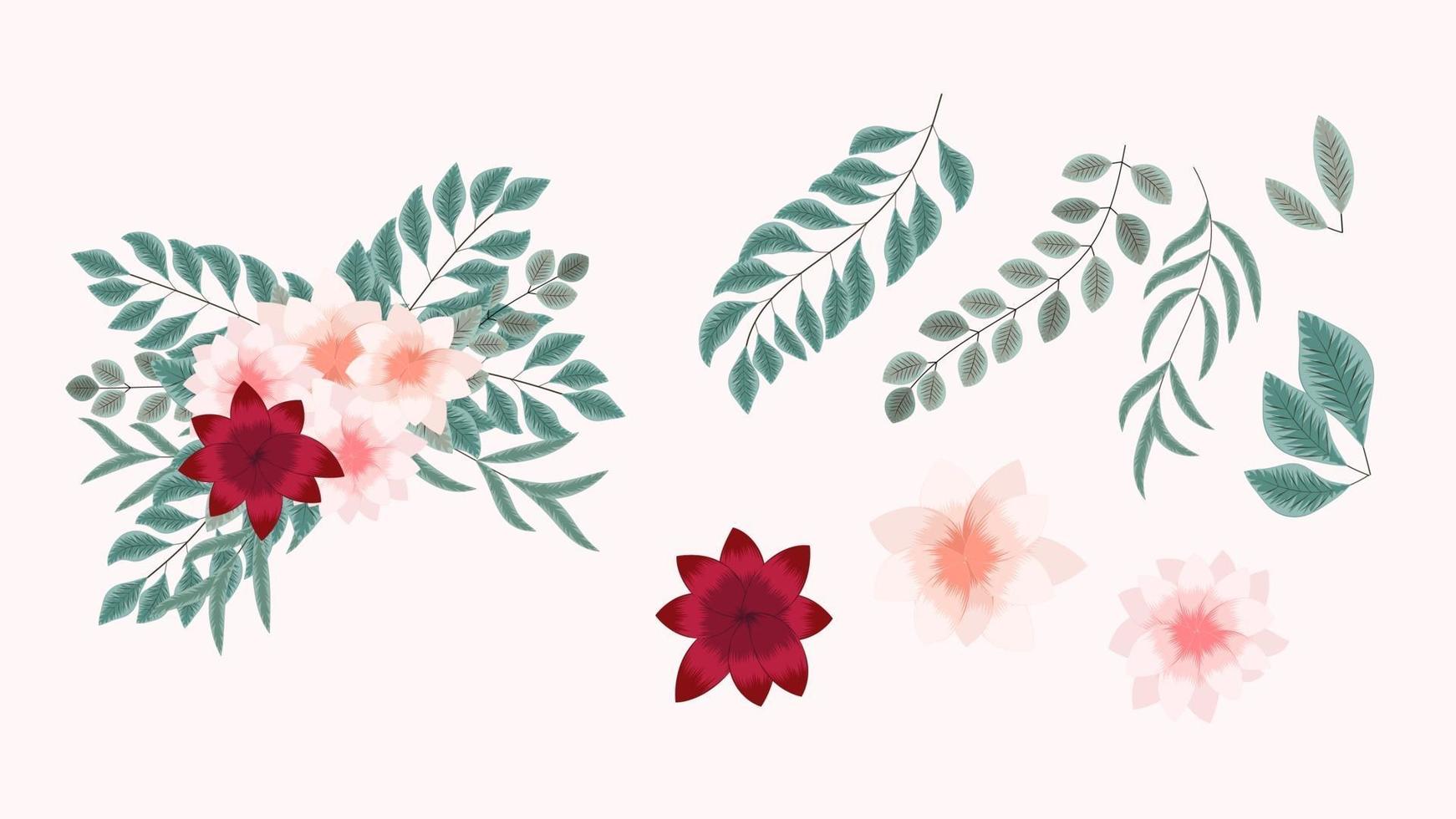 conjunto de elementos florales editables elegantes arreglos florales de jardín vector
