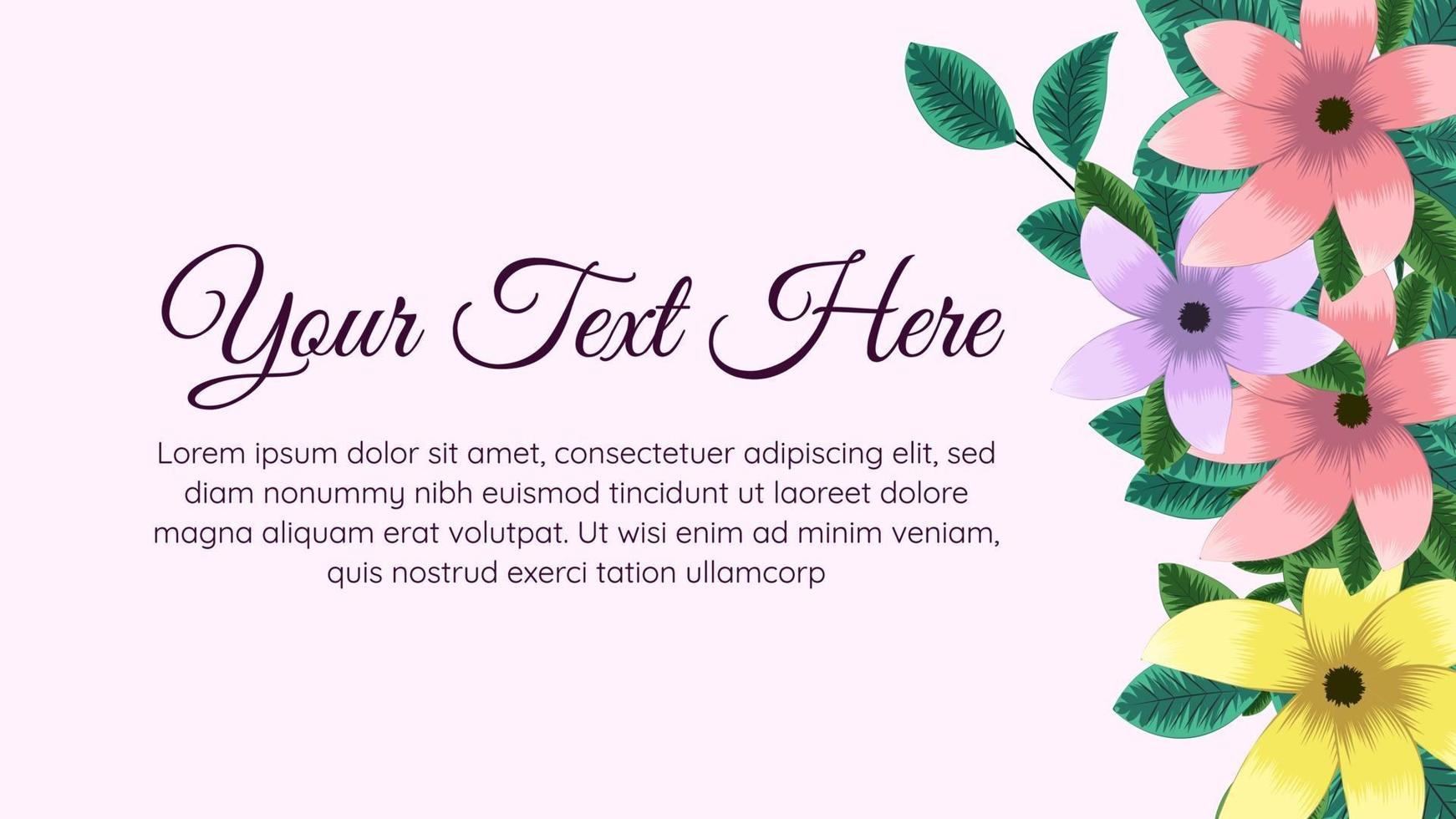 Beautiful blooming flower and leaves ornamental background template vector