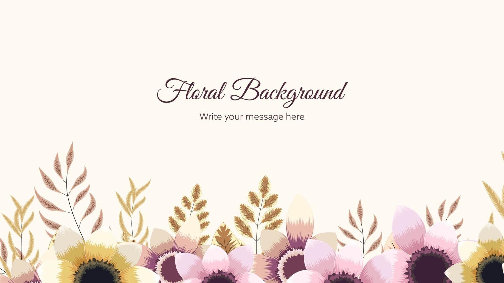 Horizontal floral banner background decorated with flowers border vector