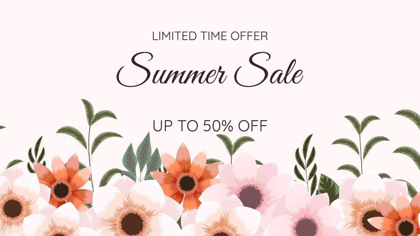 Beautiful editable floral frame summer sale background text template vector