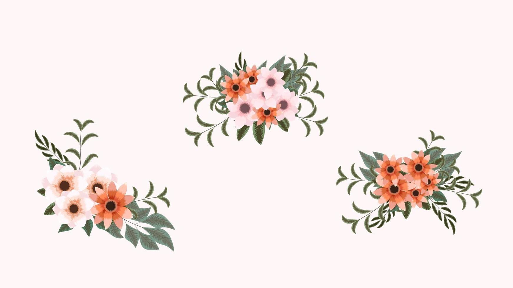 Botanical collection of wild floral arrangements sets garden flowers vector