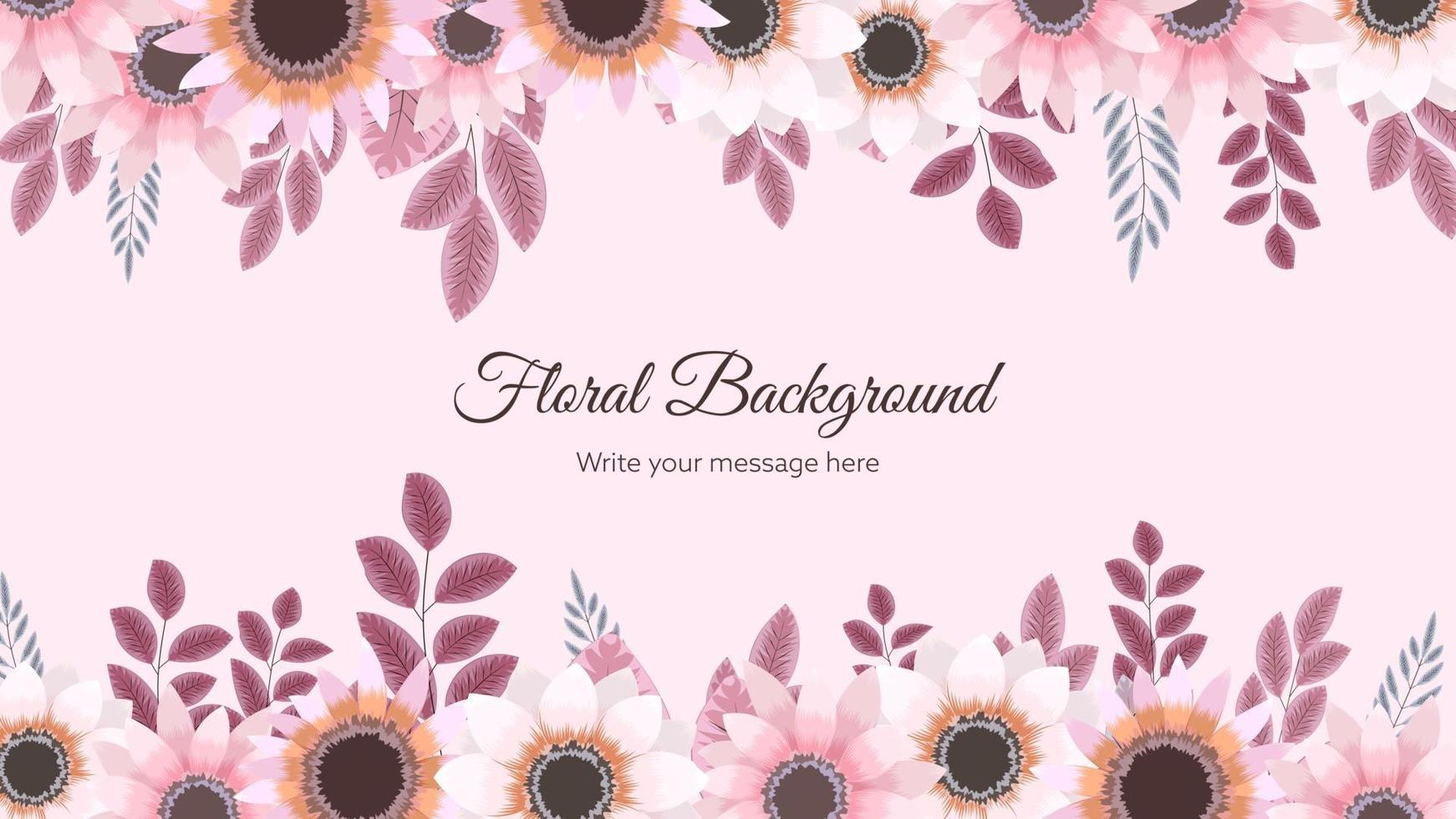 Elegant floral background template with flowers, web, social media vector
