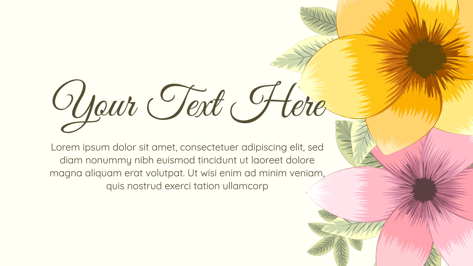 Blooming flower floral background template with place for your text