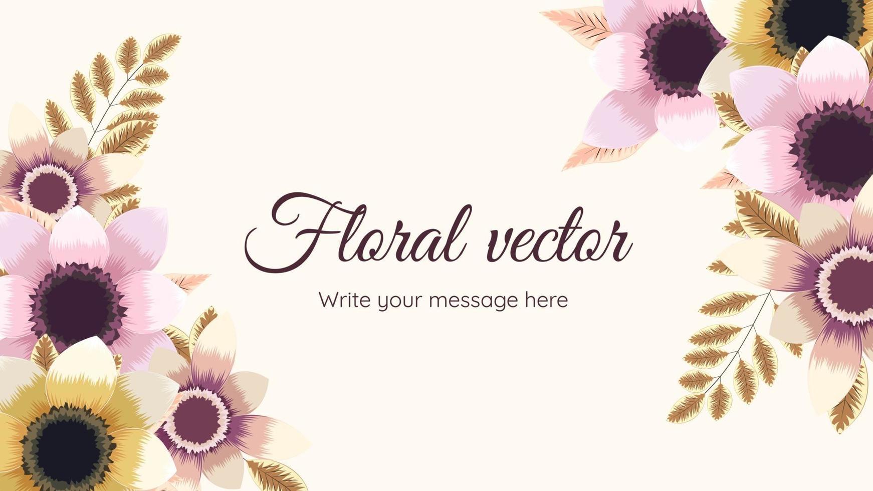 Fondo de borde de vector floral con lugar de texto de flores multicolores