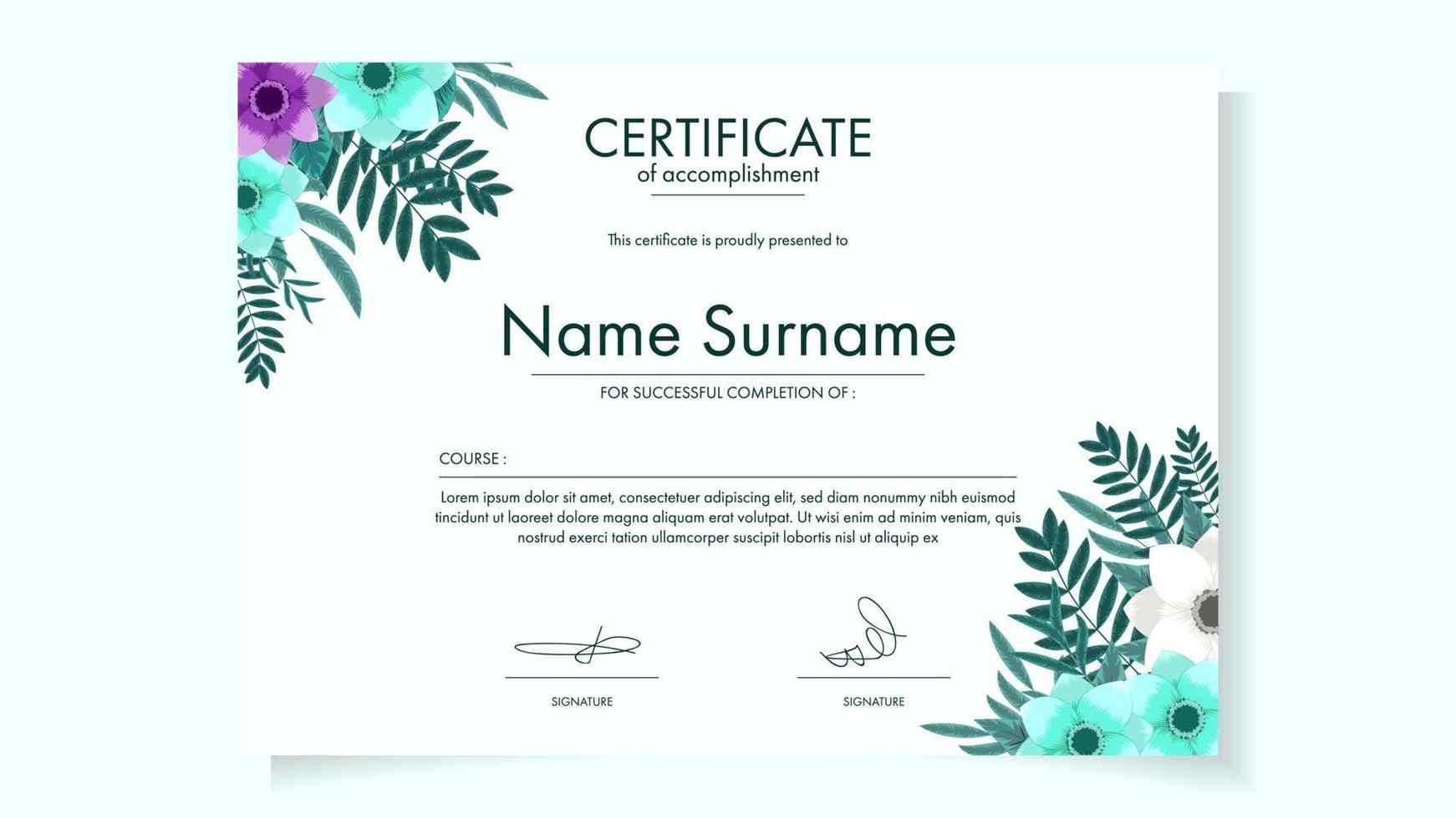 Floral Certificate template delicate romantic flowers for workshop With Regard To Workshop Certificate Template