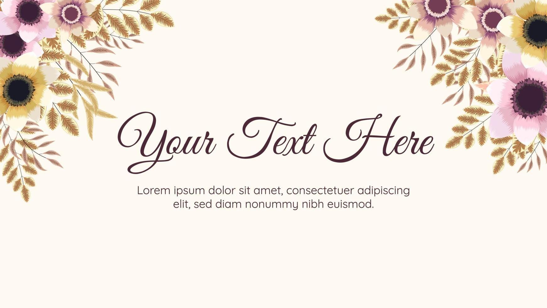 Vector horizontal Floral banner background with text place.