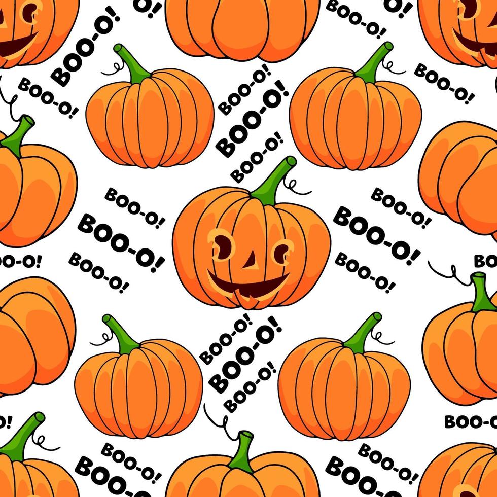 Halloween pumpkin seamless pattern on white background vector