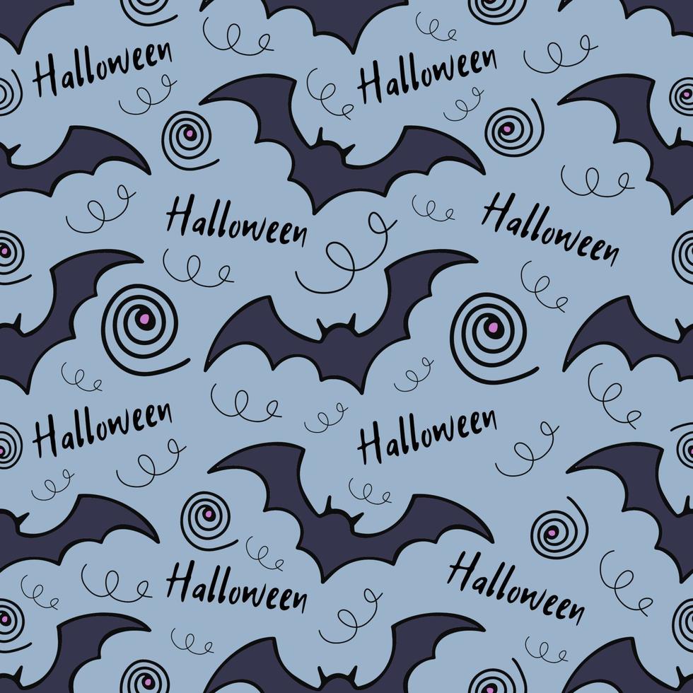 Seamless pattern with flying bats on a gray background on Halloween vector