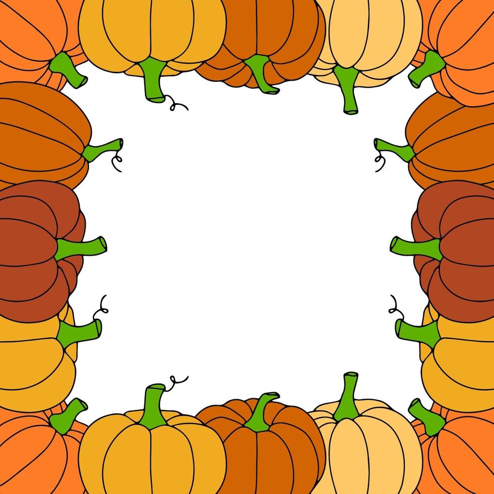 Autumn frame with pumpkins isolated on transparent background vector