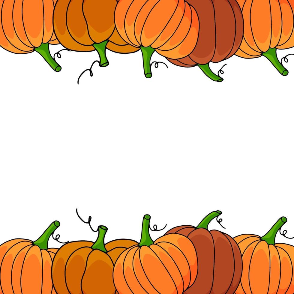 Autumn frame with pumpkins isolated on transparent background vector