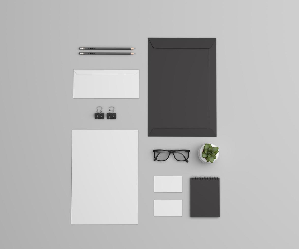 Top View Stationary and Branding Mockup photo