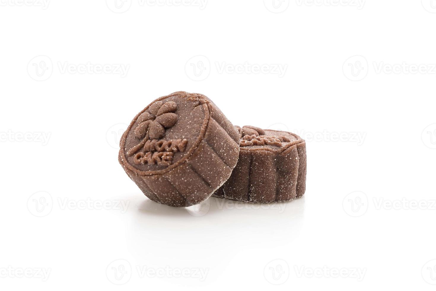 Fresh moon cake on white background photo