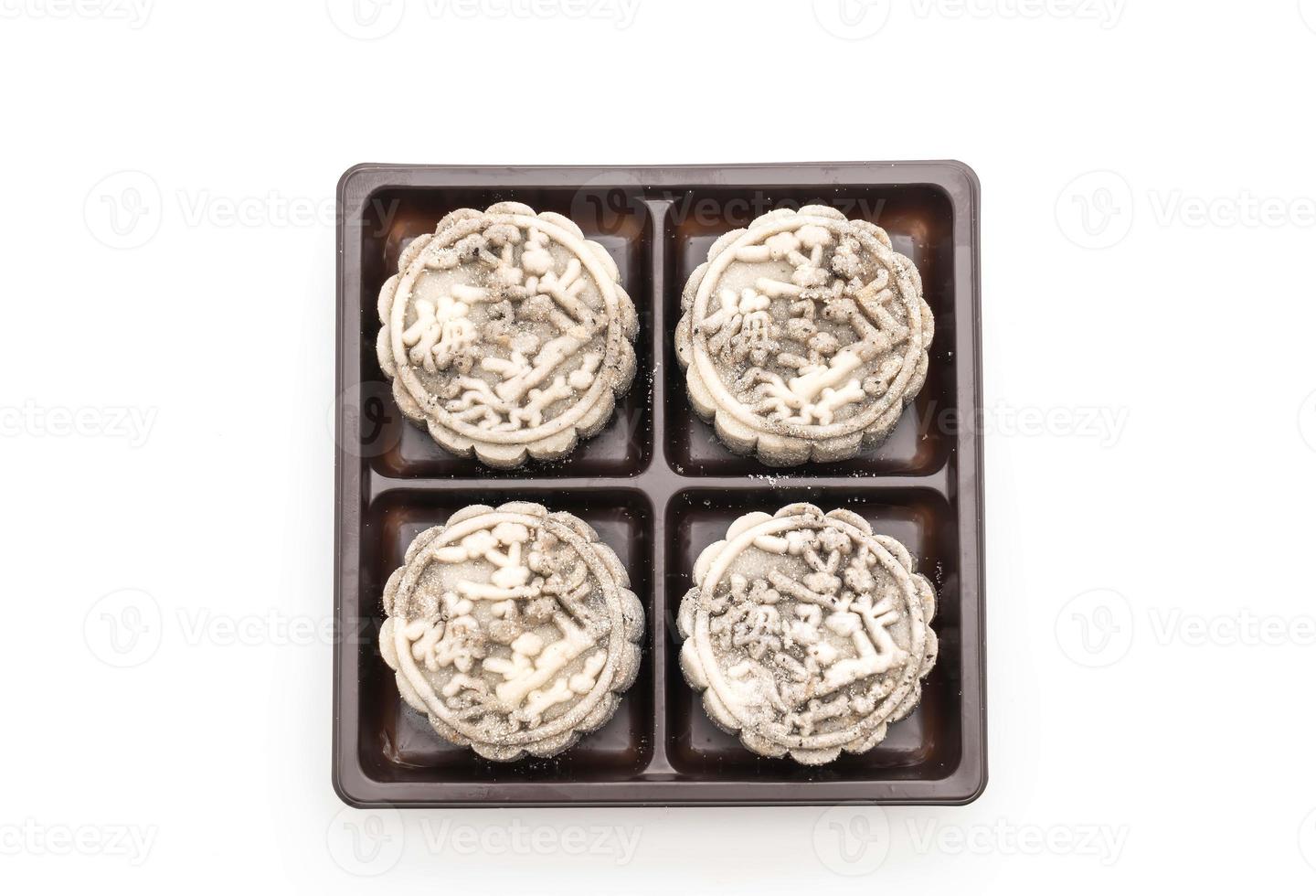 Fresh moon cake on white background photo