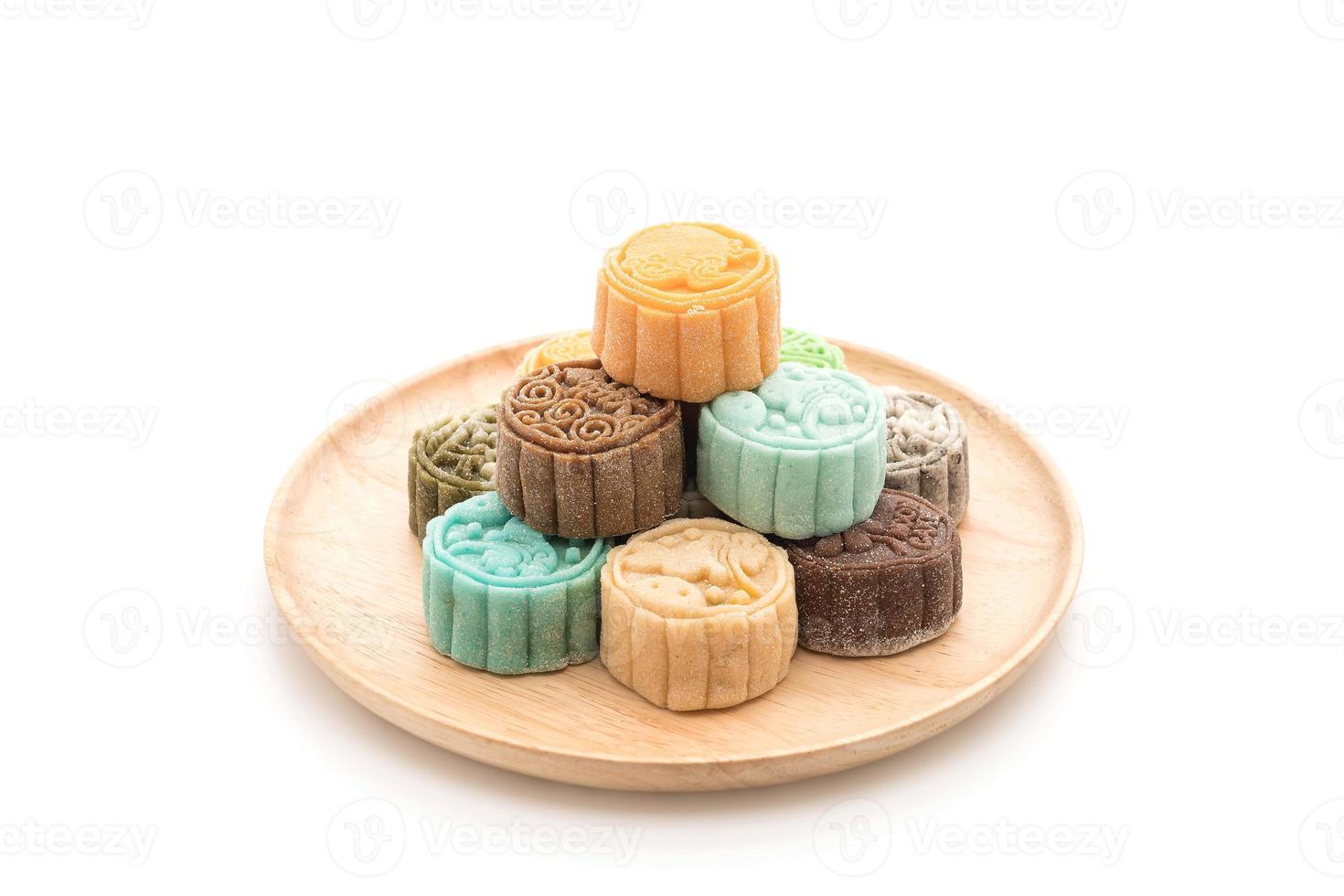 Fresh moon cake on white background photo