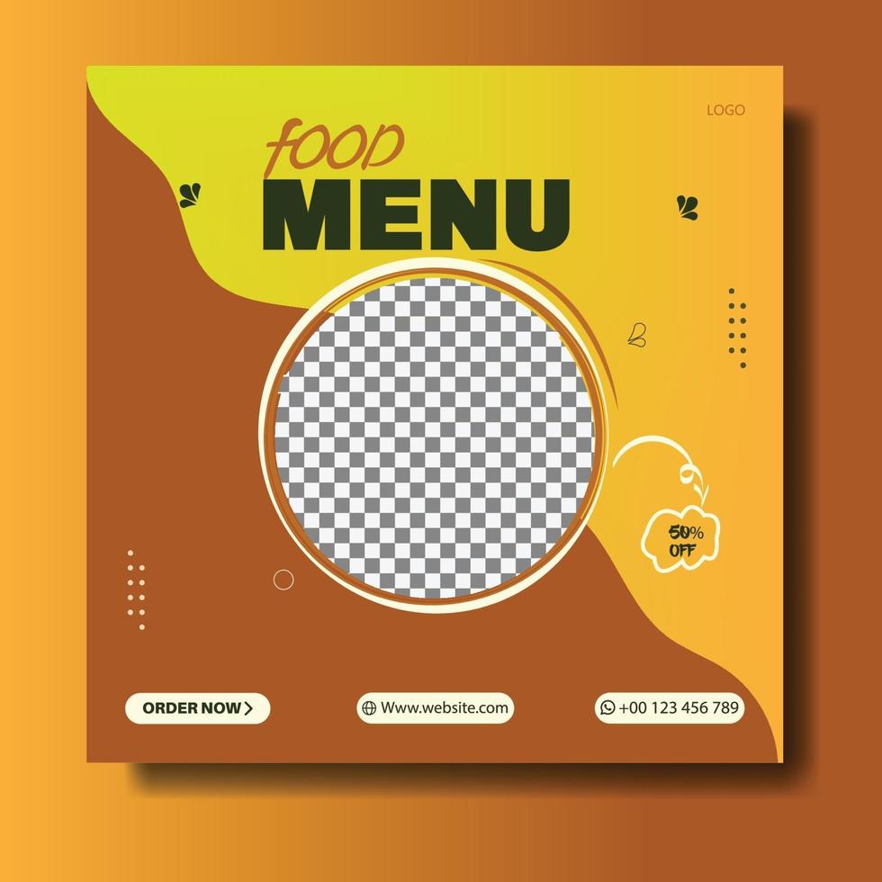 Restaurant food menu social media post template vector