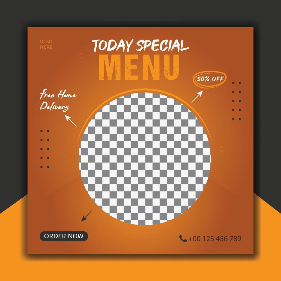 Today food menu social media post vector
