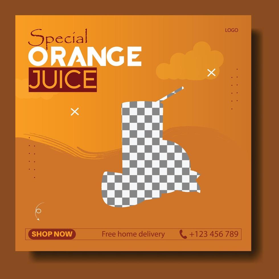 plantilla de publicación de instagram de redes sociales de jugo de naranja vector