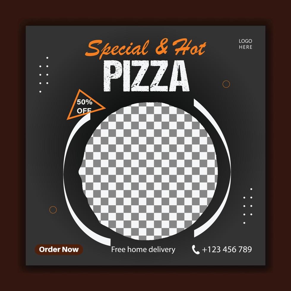 plantilla de banner de redes sociales de pizza vector