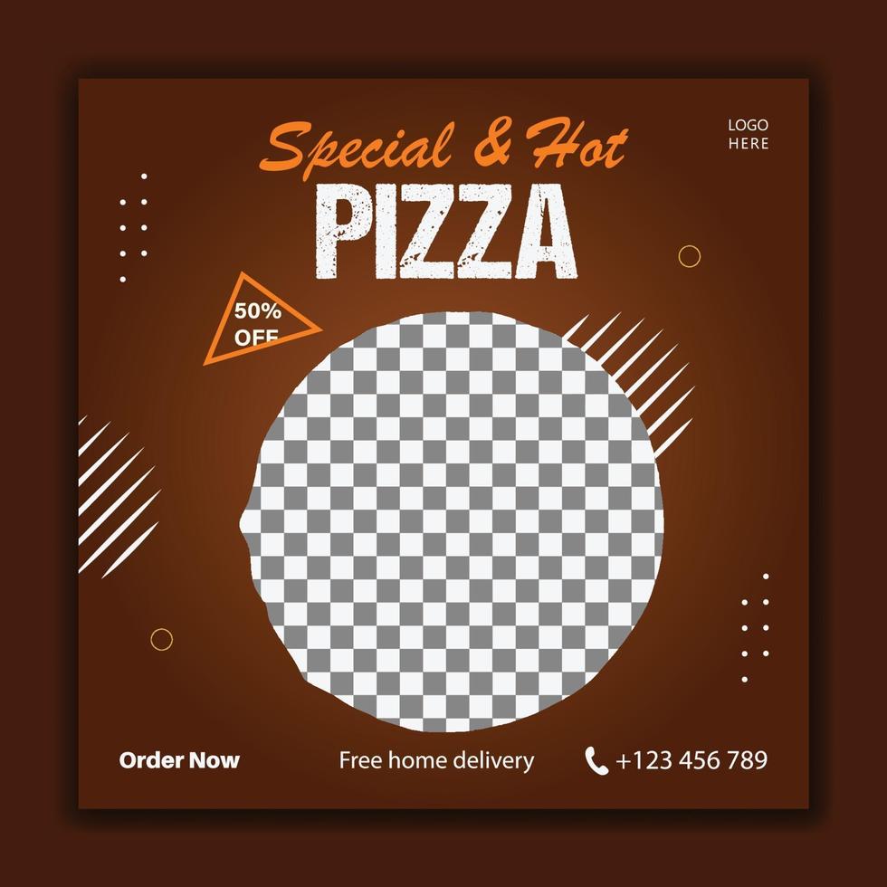 plantilla de banner de redes sociales de pizza vector