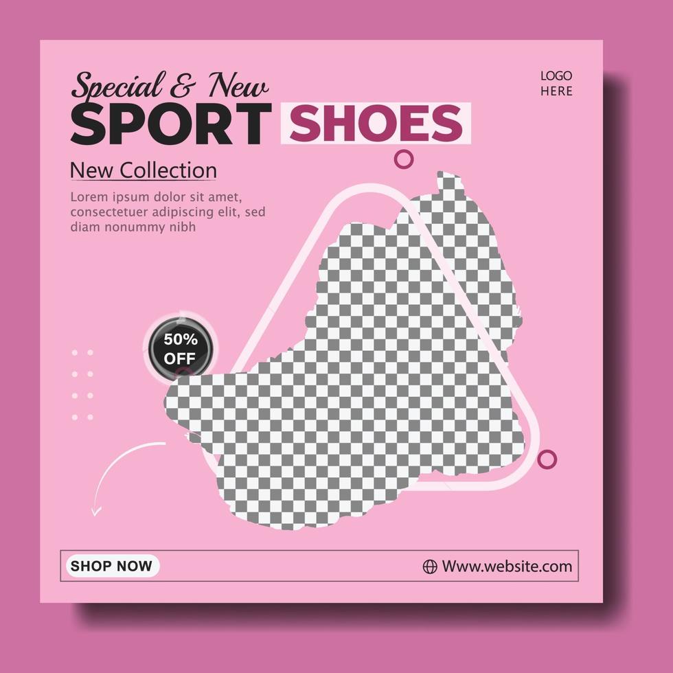 plantilla de publicación de instagram de redes sociales de zapatos deportivos vector