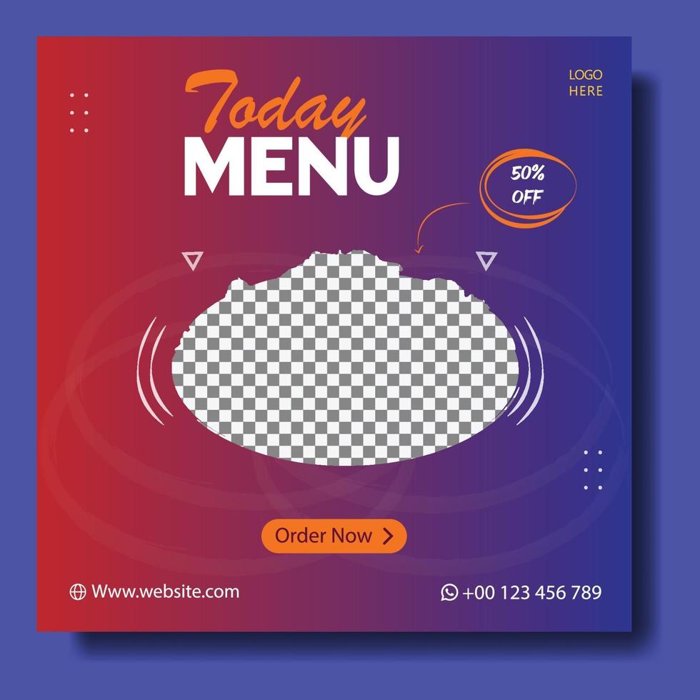 Food menu and restaurant social media template vector