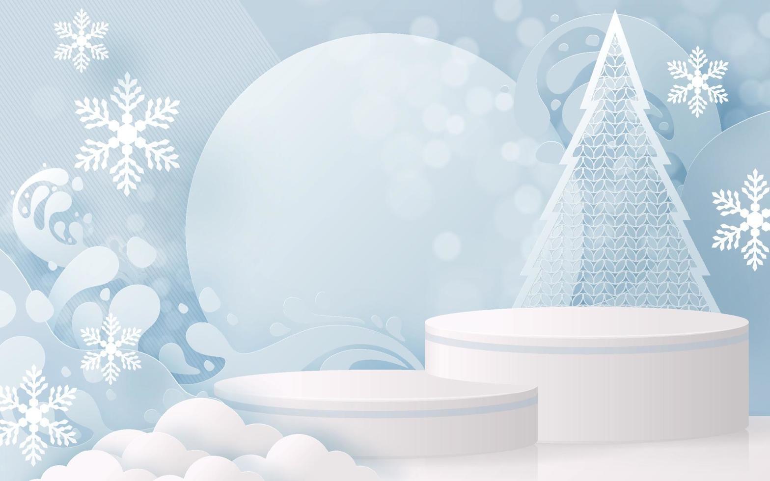 Christmas and New Year podium background vector design