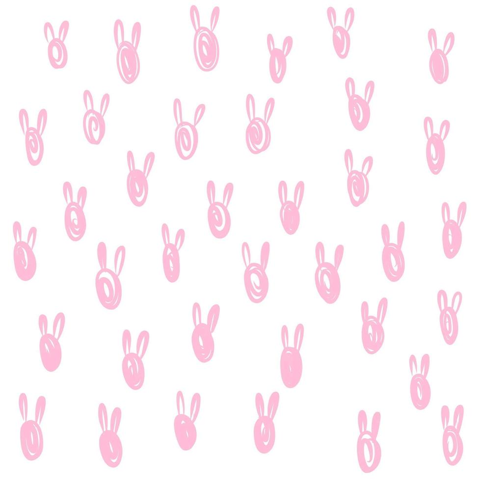 Happy easter hand drawn bunny rabbit pattern vector illustration ...