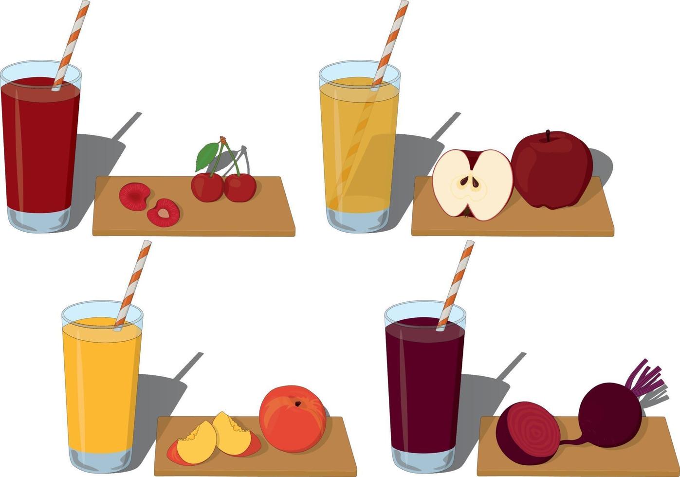 Glass of fresh fruit and vegetable juice  vector illustration
