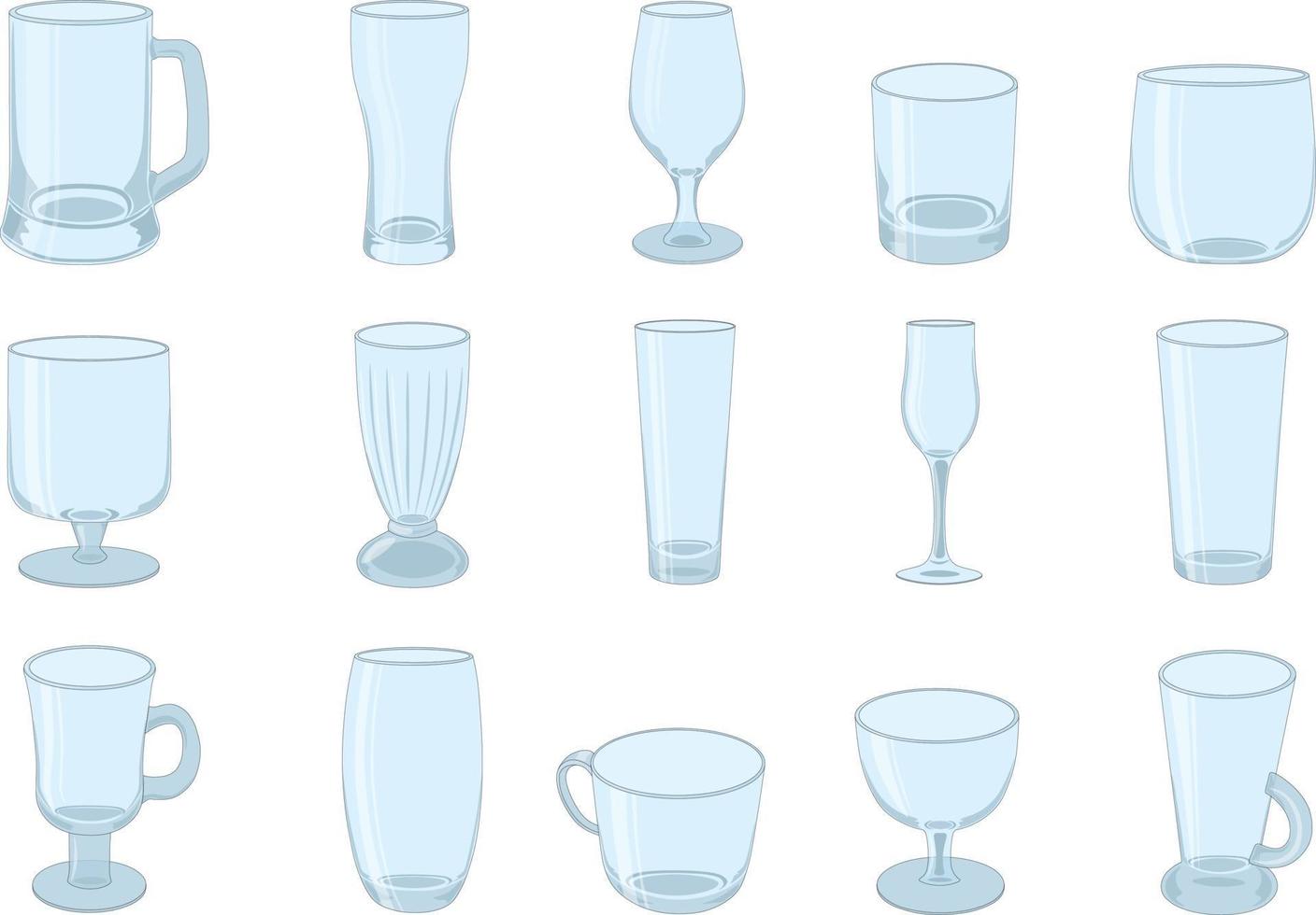 Different types of drinking glasses collection vector illustration 3111154  Vector Art at Vecteezy