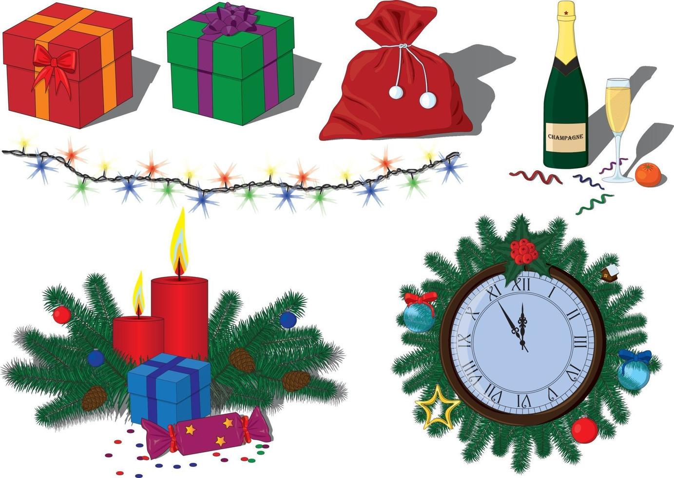 Ilustración de vector de colección de decoraciones de celebración de año nuevo