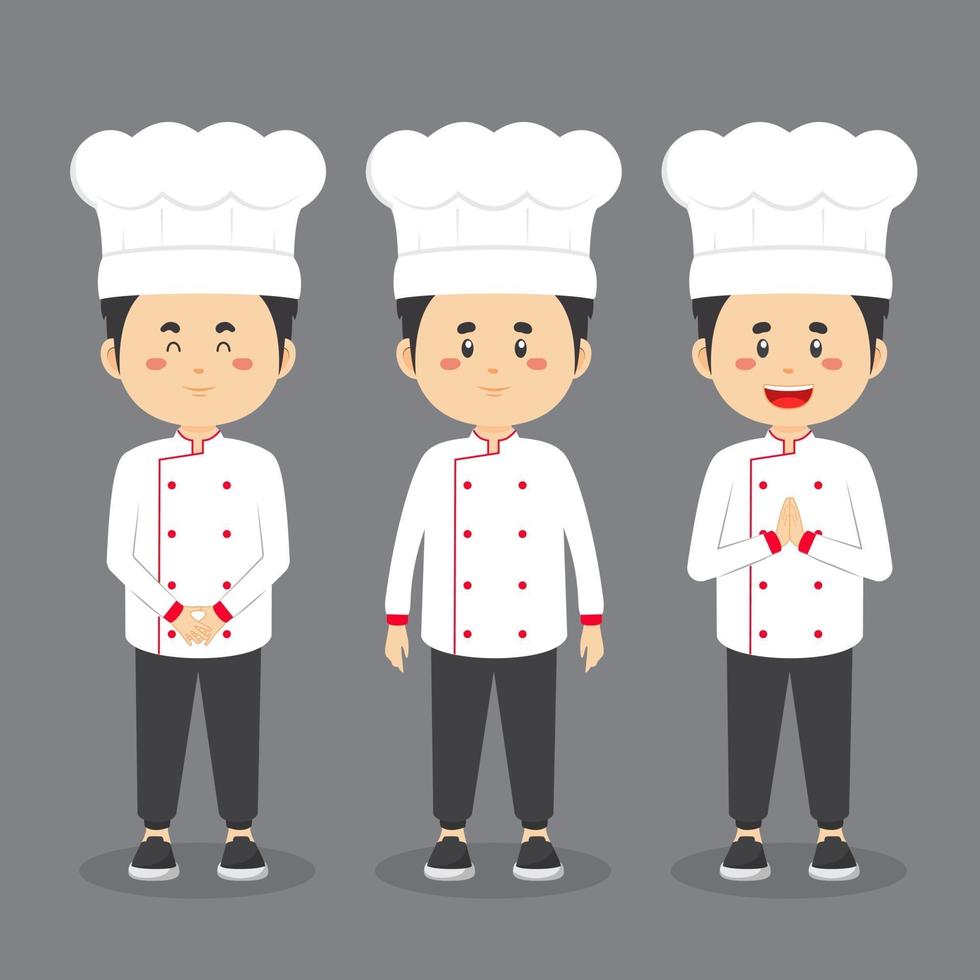 personaje de chef con varias expresiones. vector