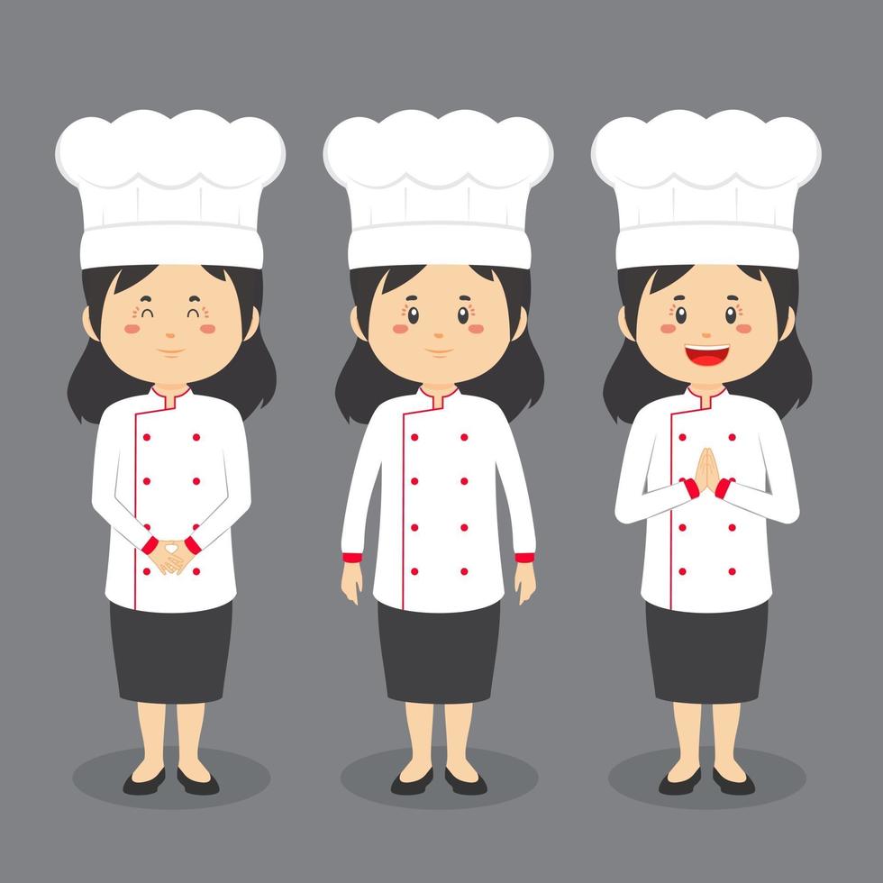 Chef Character with Various Expression vector