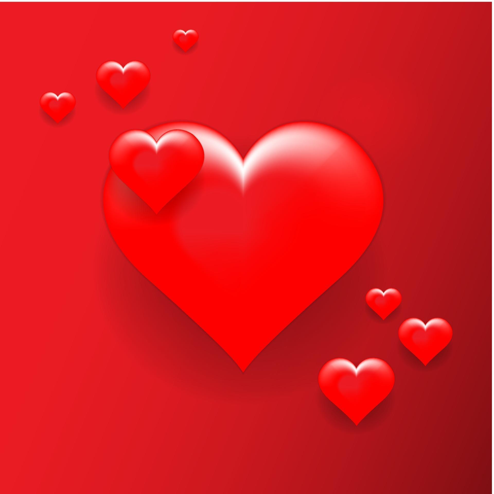 vector of red love shape illustration with red gradient background