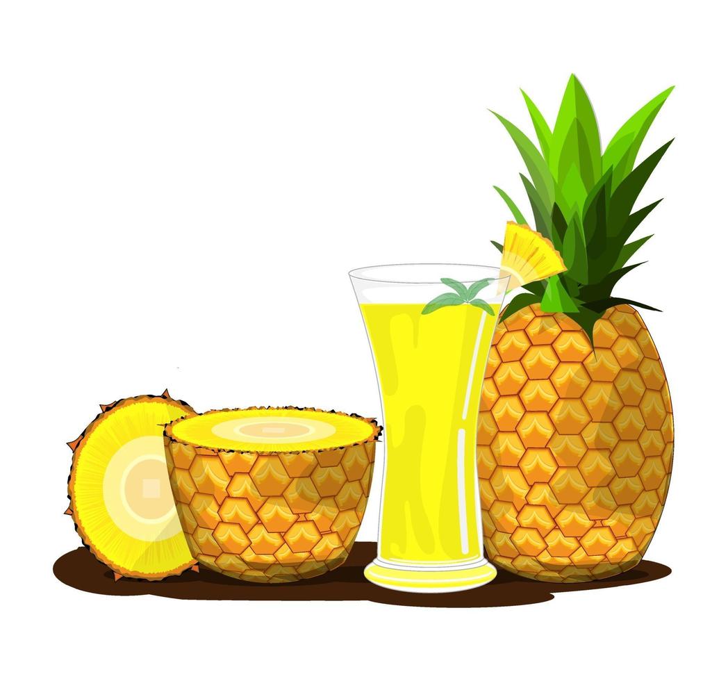 pineapple fruit juice illustration vector drawing