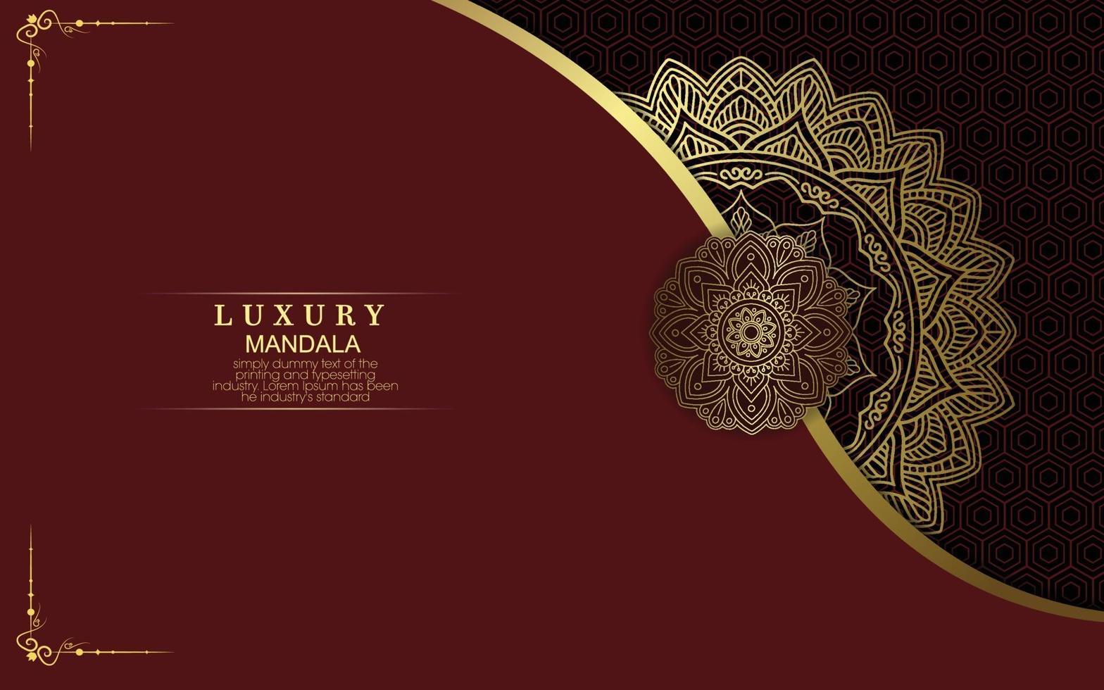 Luxury gold mandala ornate background for wedding invitation vector