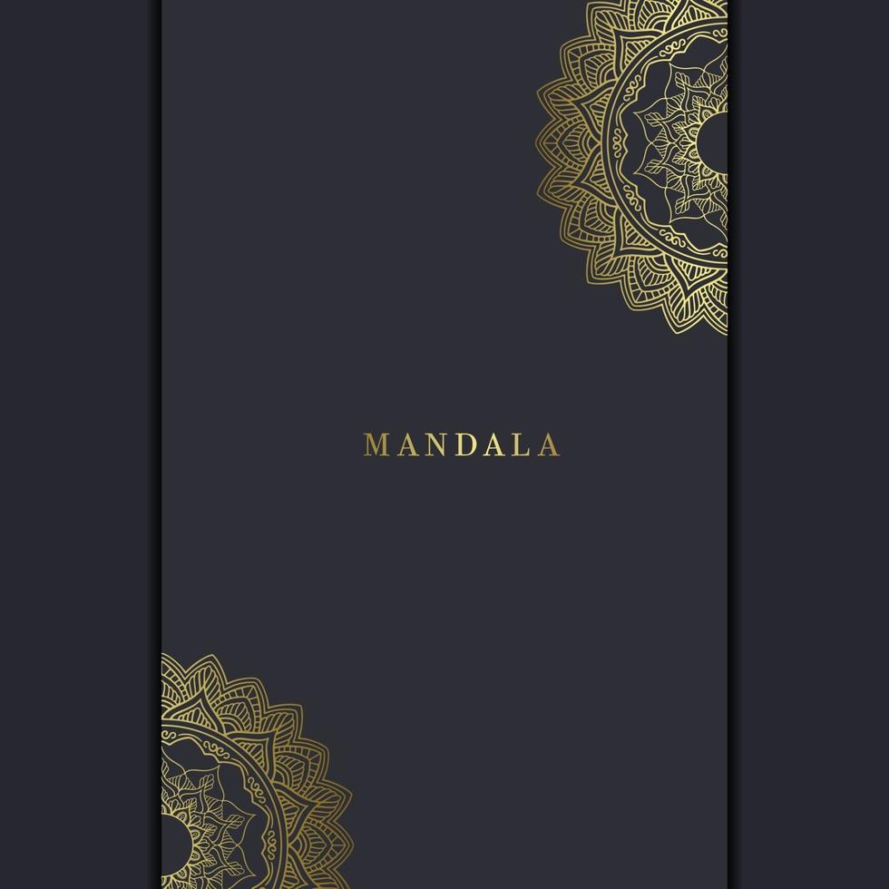 Fondo adornado de mandala de oro de lujo para invitación de boda vector