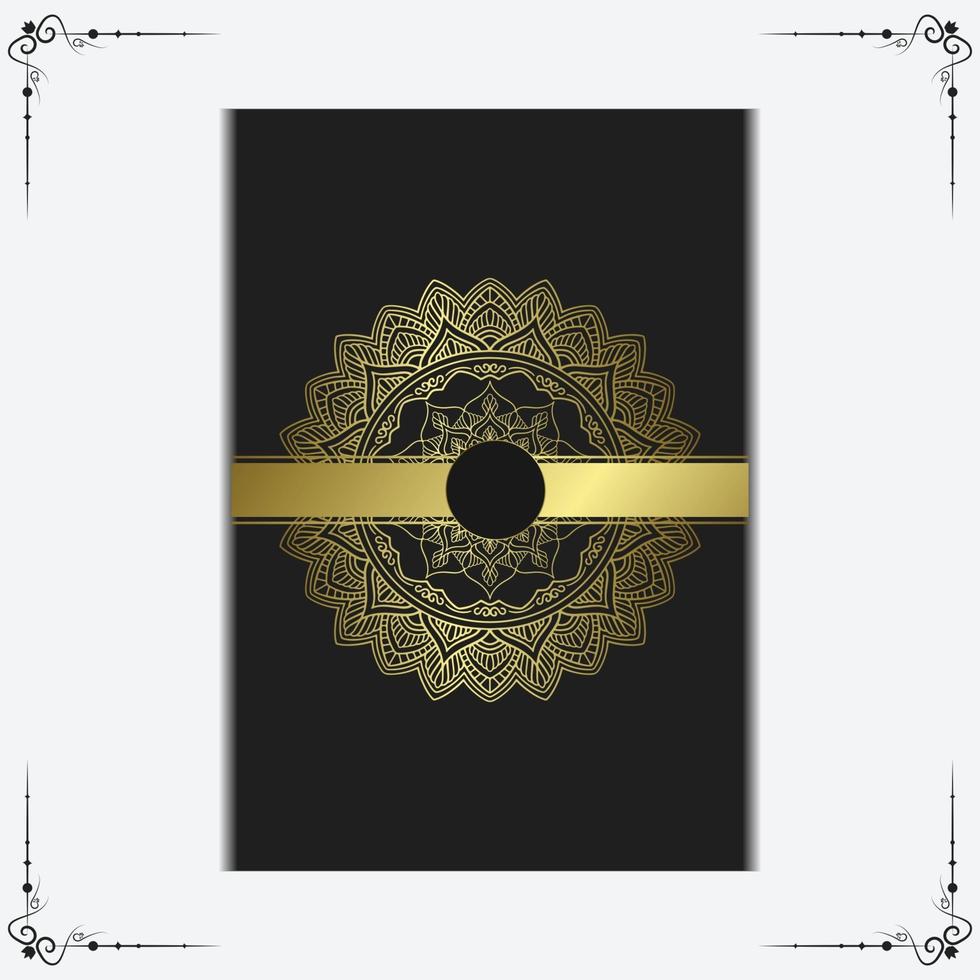 Fondo adornado de mandala de oro de lujo para invitación de boda vector