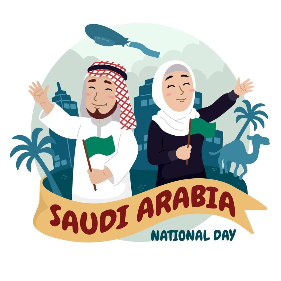 celebrando el día nacional de arabia saudita vector