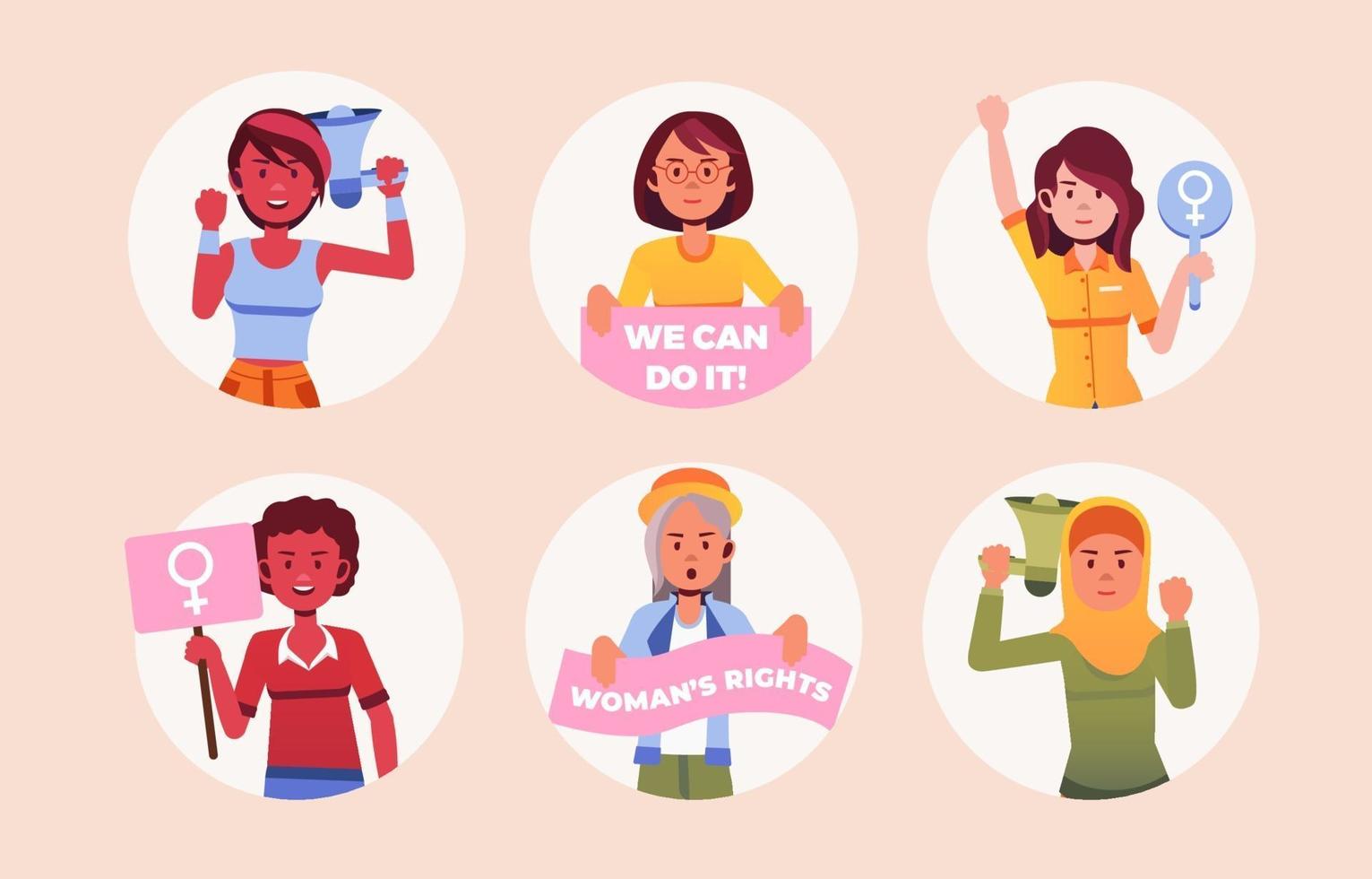 International Women's Day Sticker Set vector