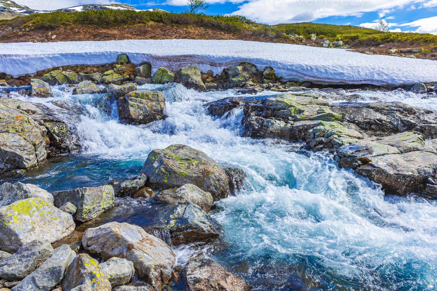 Beautiful Storebottane river at Vavatn lake, Hemsedal, Norway photo