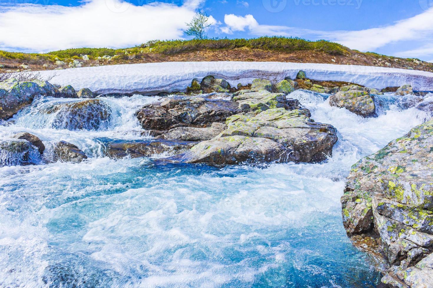 Hermoso río storebottane en el lago Vavatn, Hemsedal, Noruega foto