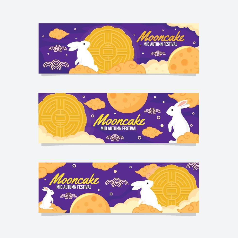 banner del festival del mooncake del medio otoño vector