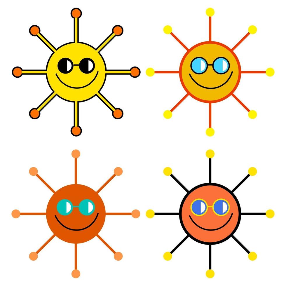 Funny Cartoon Stick Suns vector