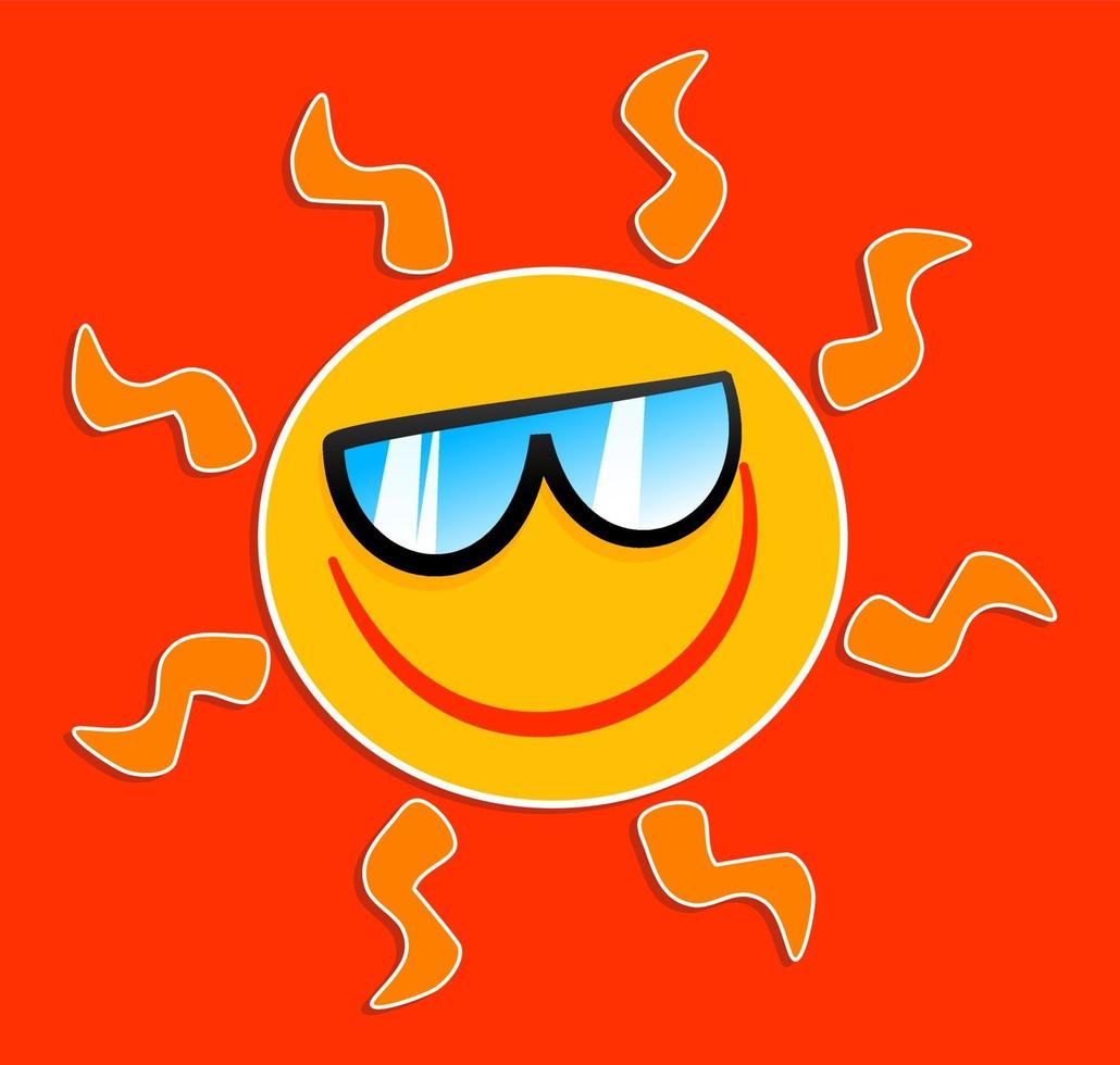 dibujos animados de sol de verano sonriente vector