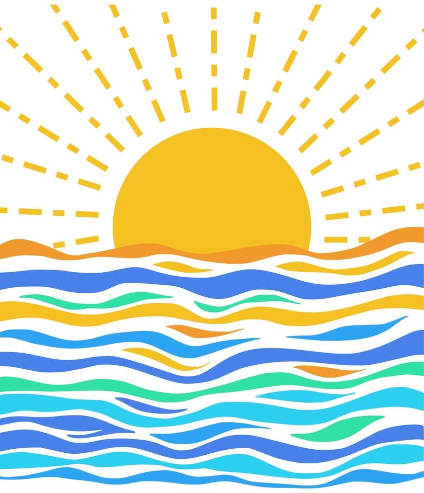 Minimal Sunset Seascape Scene vector