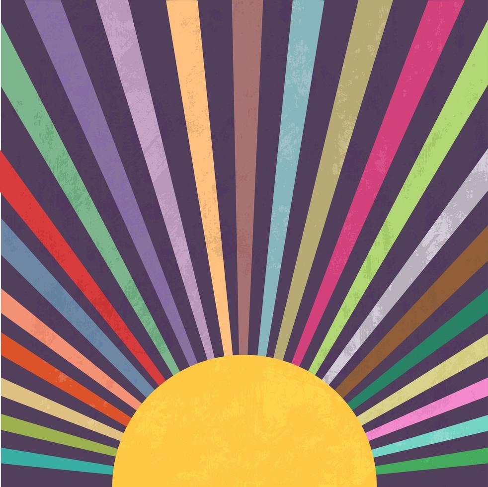 Retro Rainbow Sunny Sunburst vector